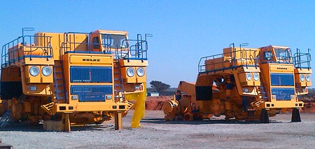 Assembling of BELAZ-7513B trucks at Khudumane Mine Site